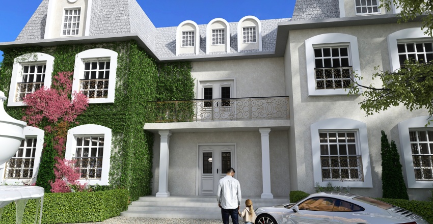 Traditional Casa Francesa de Campo White WarmTones 3d design renderings