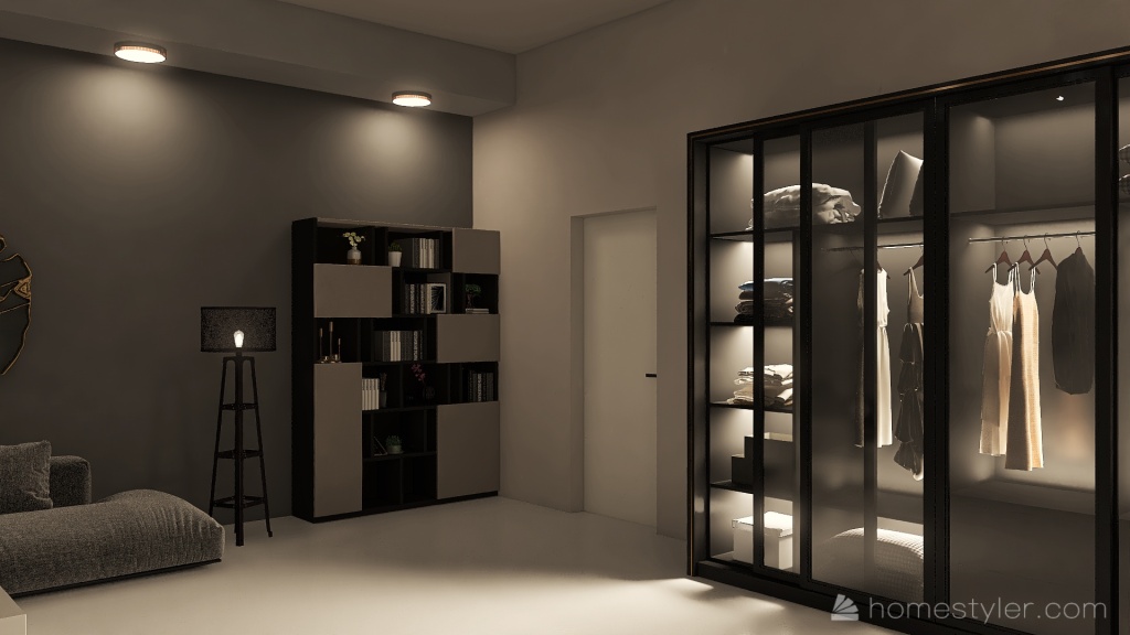 Contemporary Grey Bedroom 3d design renderings
