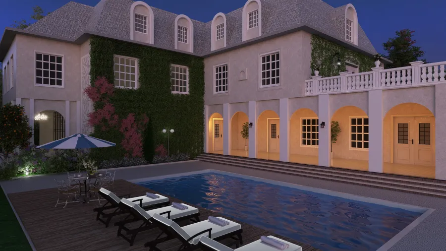 Traditional Casa Francesa de Campo White WarmTones 3d design renderings