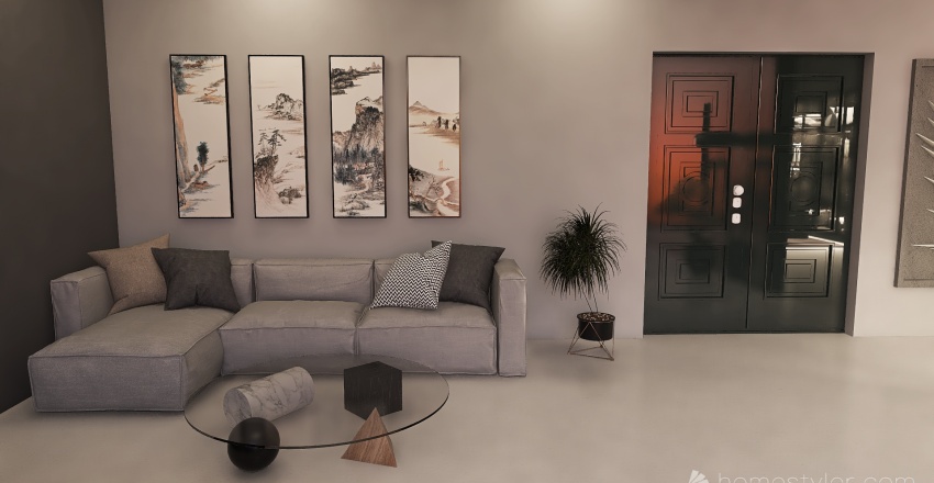 Contemporary Grey Master Bedroom 3d design renderings