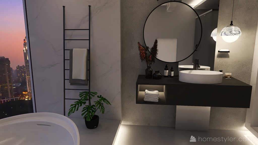 Contemporary Grey Bathroom 3d design renderings