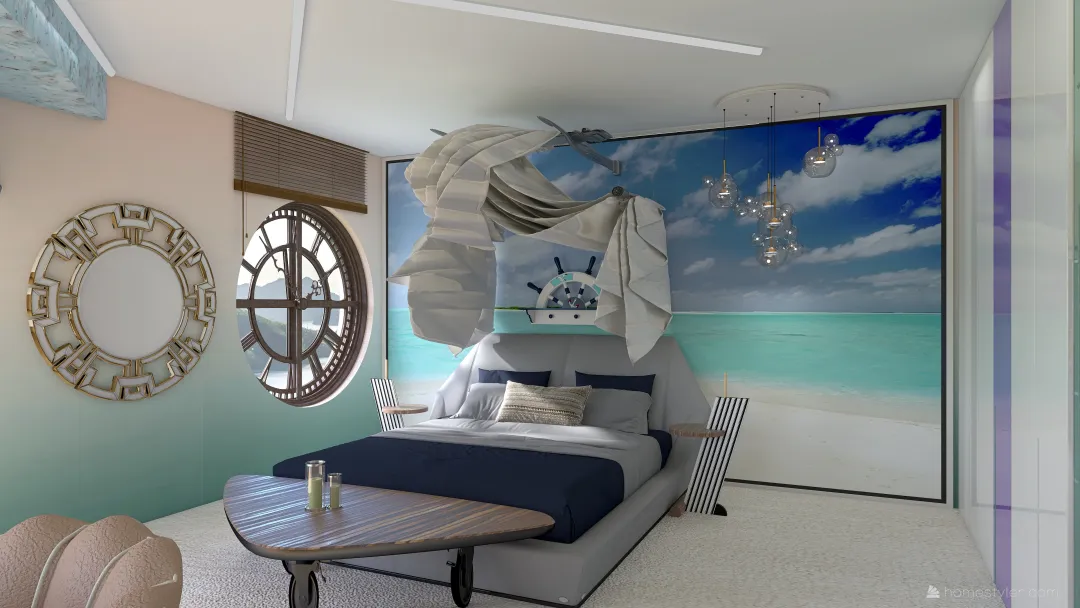 Beach Weekend Studio Apartment 3d design renderings