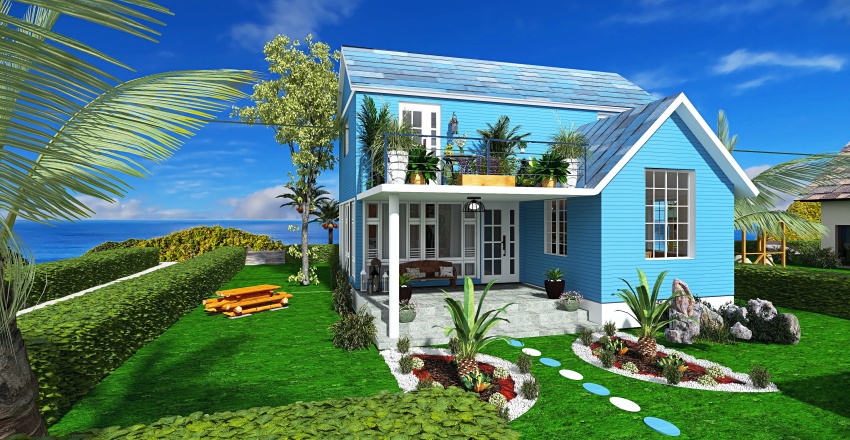 Costal ISLAND LIVING Blue 3d design renderings