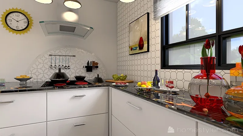 Ingresso, Cucina, Pranzo, Soggiorno e Corridoio 3d design renderings