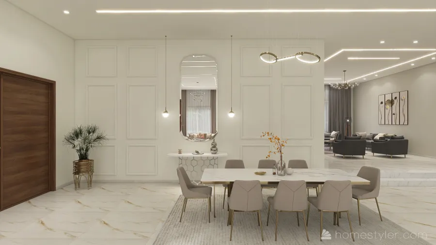 Traditional Classic Villa White Beige 3d design renderings