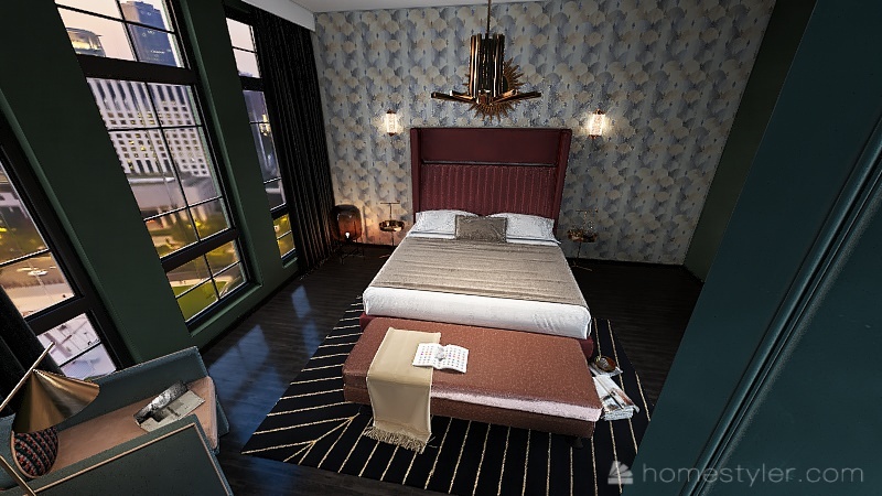 Art Deco Style Flat 3d design renderings
