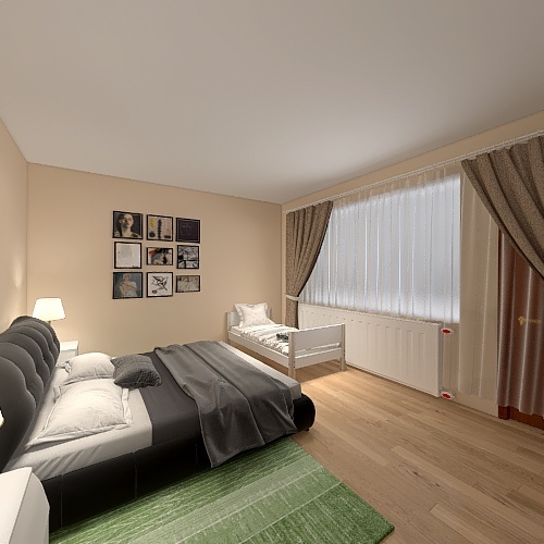 upravený obývací pokoj a ložnice Design Rendering