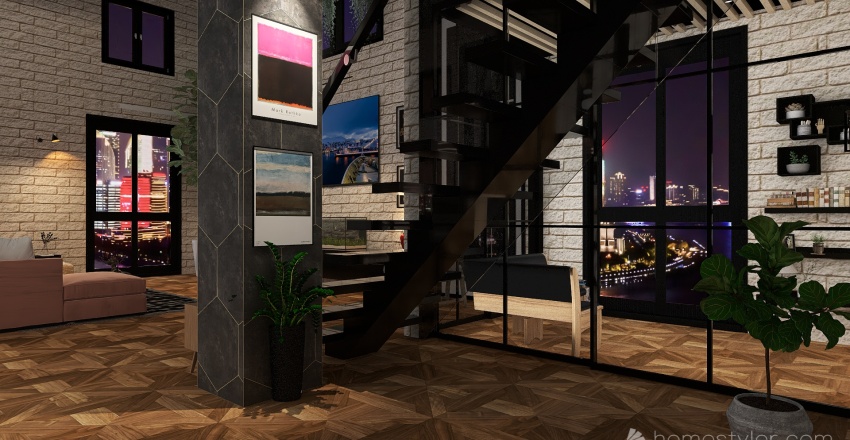 Industrial Duplex industrial Black 3d design renderings