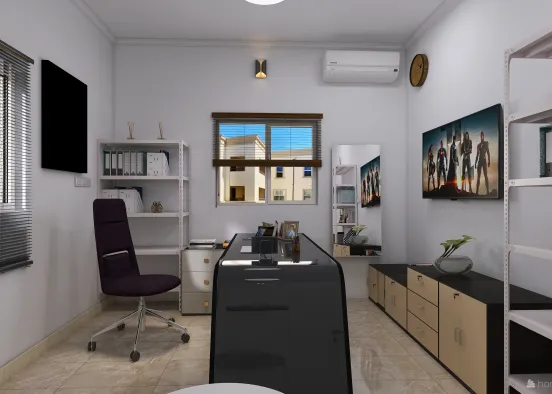 Home office and Kitchen concept Design Rendering