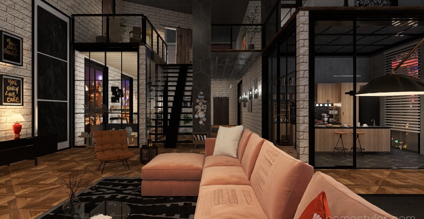 Industrial Duplex industrial Black 3d design renderings