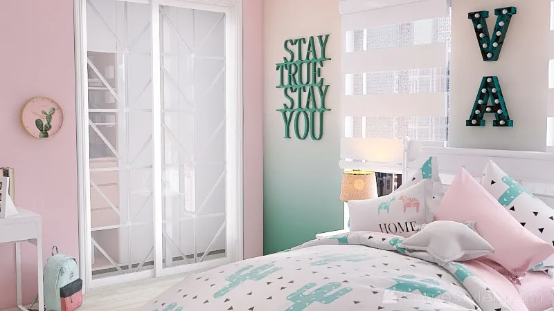 teen girl bedroom 3d design renderings
