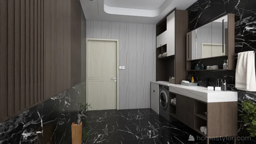 Modern Black Bathroom 3d design renderings