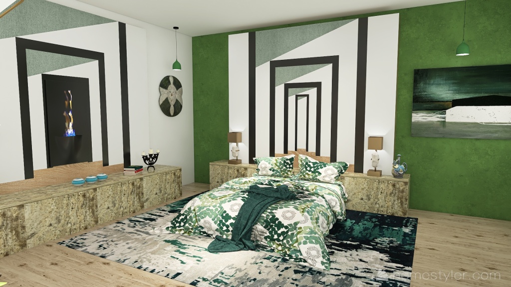TropicalTheme Patio en rose et vert Green 3d design renderings