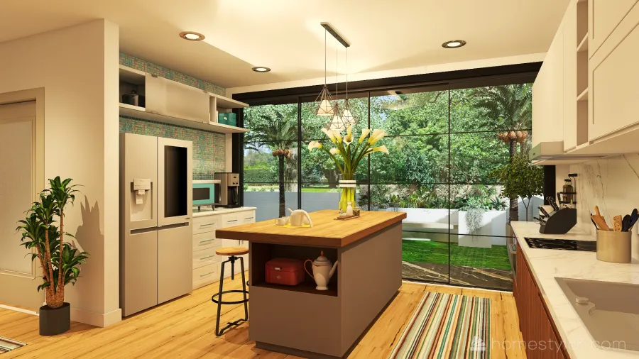 cozinha e sala de jantar 3d design renderings