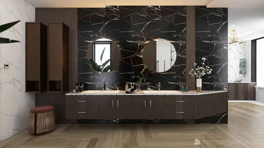 Modern Black Master Bathroom 3d design renderings