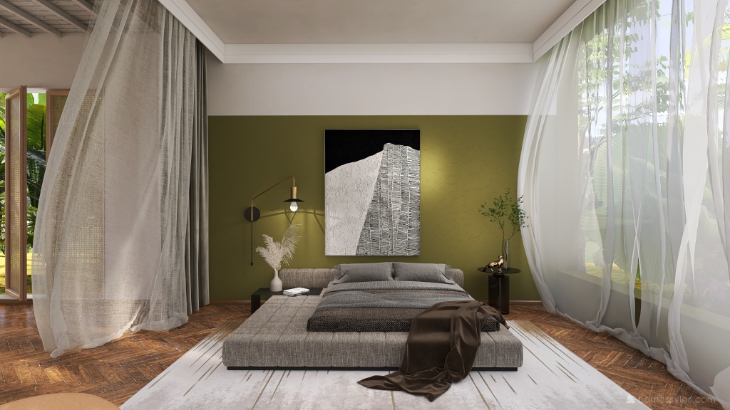 StyleOther ArtDeco TropicalTheme WarmTones WoodTones Bedroom 3d design renderings