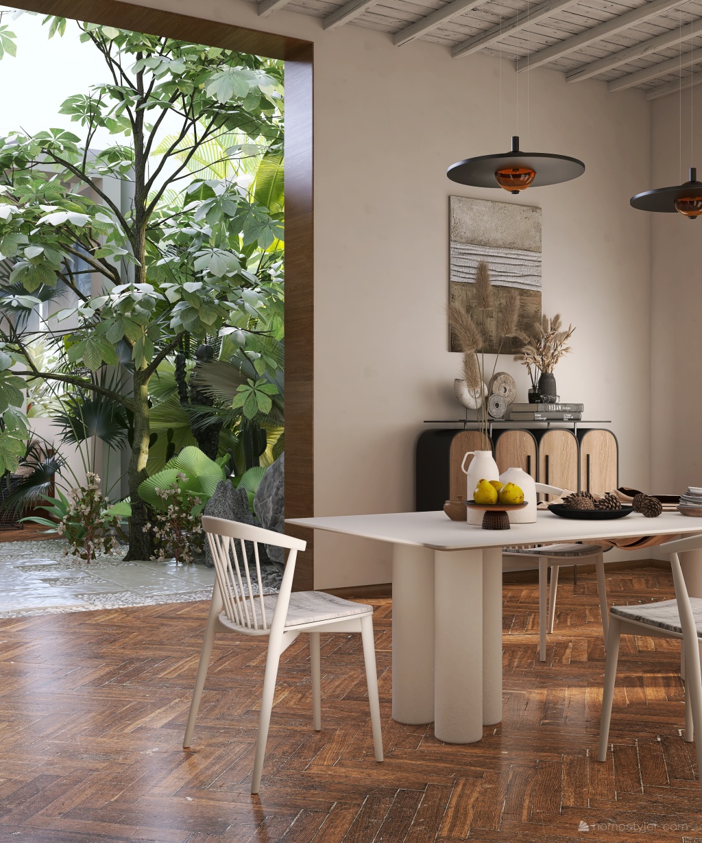 StyleOther ArtDeco TropicalTheme WarmTones WoodTones Dining 3d design renderings