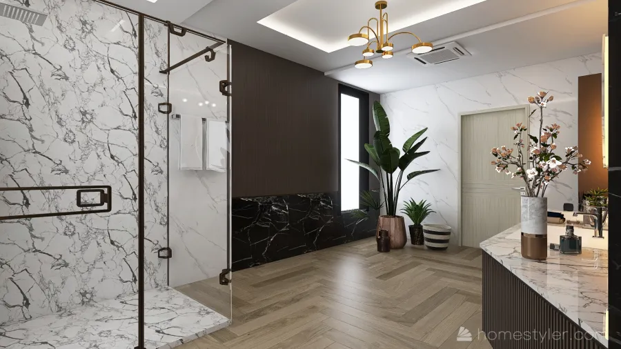 Modern Black Master Bathroom 3d design renderings