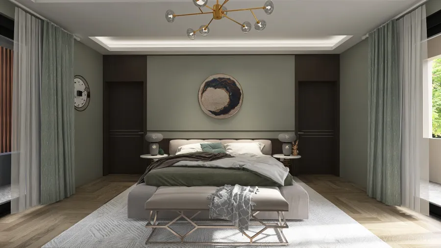 Modern Black Master Bedroom 3d design renderings