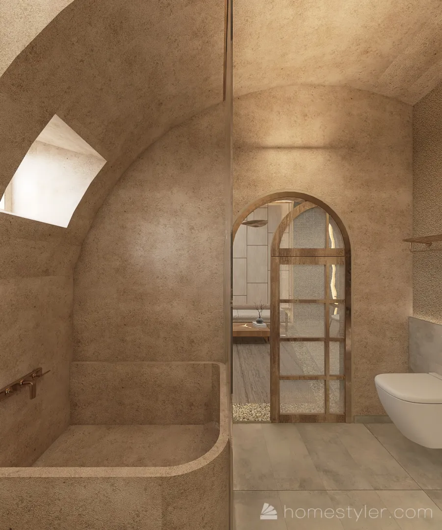 WabiSabi Beige WarmTones Bathroom 3d design renderings