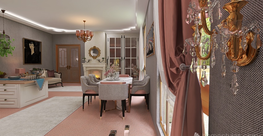 Parisian Pinks Interior Design Render