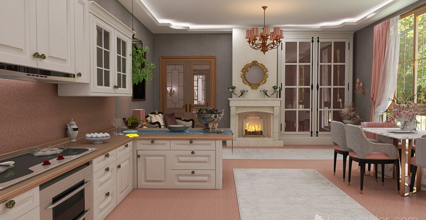 Parisian Pinks Interior Design Render