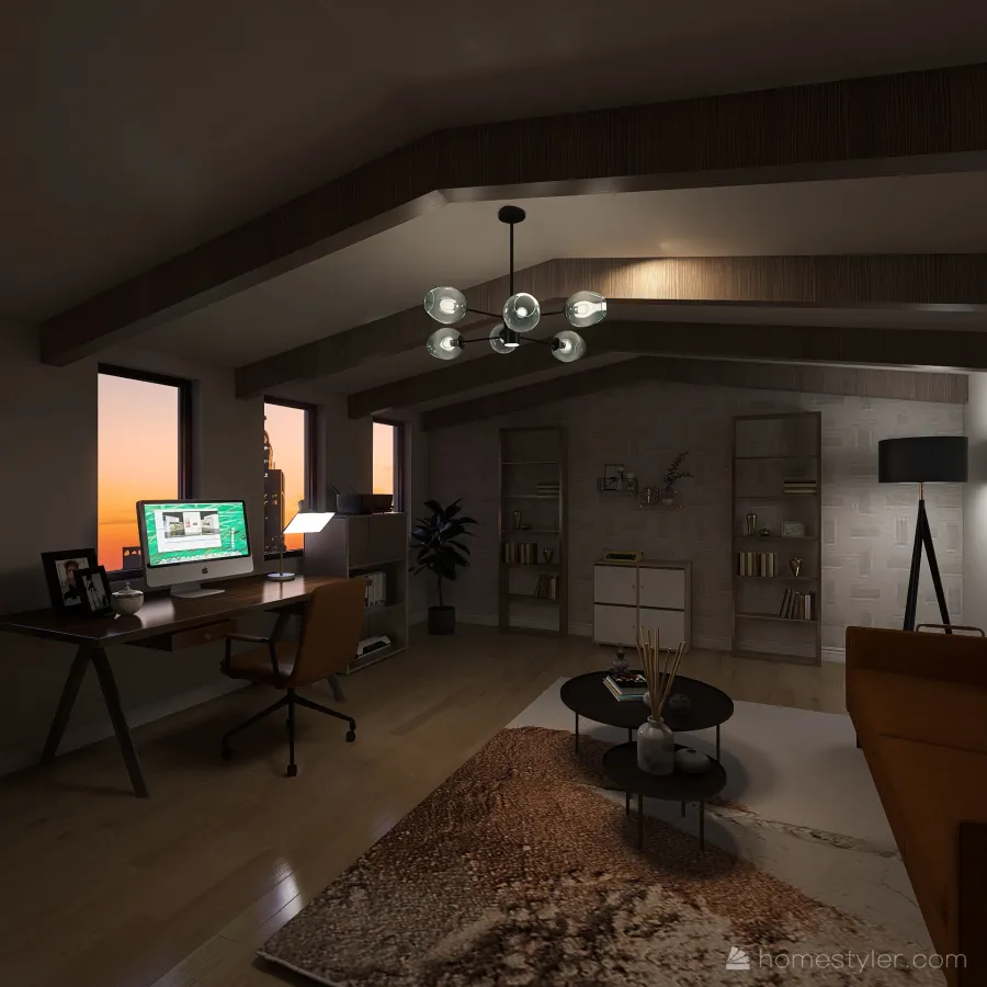 attic office 3d design renderings