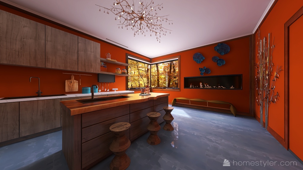 Open fall kitchen 3d design renderings