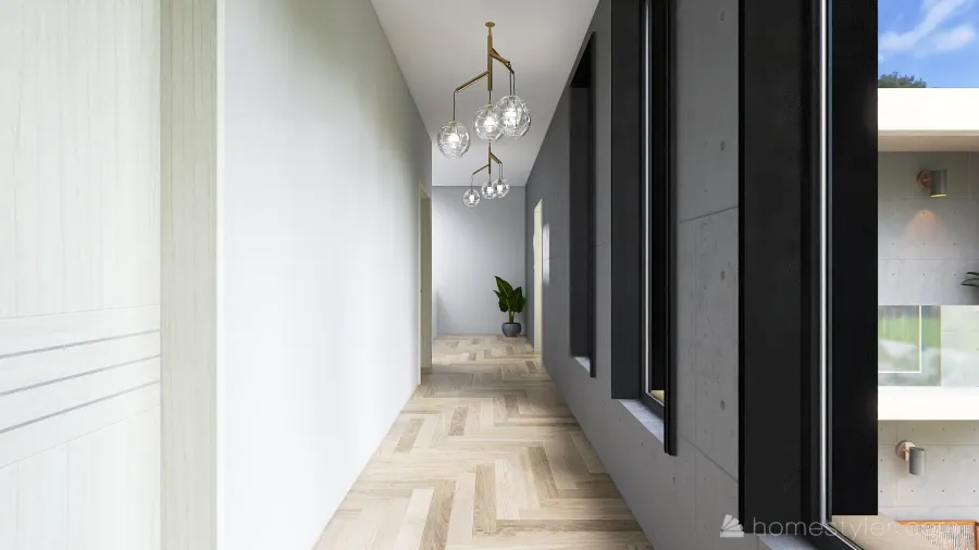 Modern Black Corridor 3d design renderings