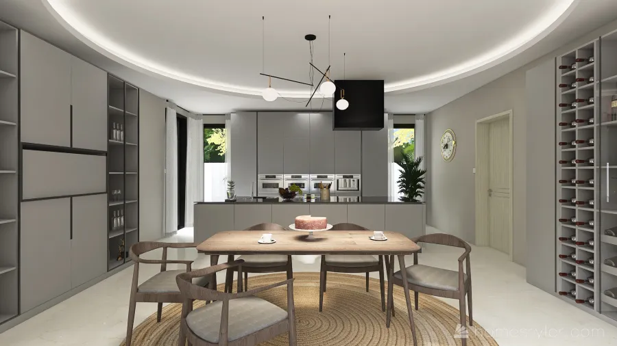 Modern Black Kitchen 3d design renderings