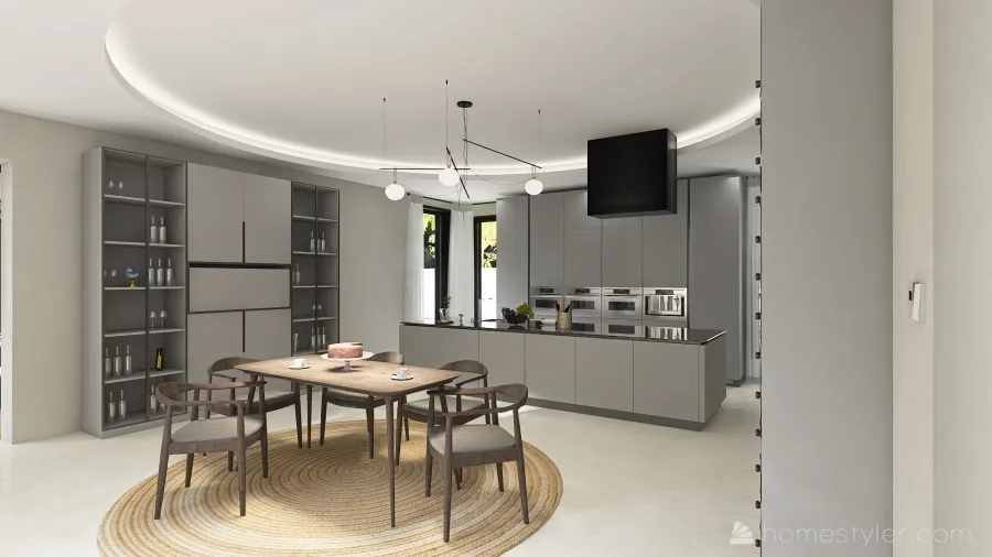 Modern Black Kitchen 3d design renderings