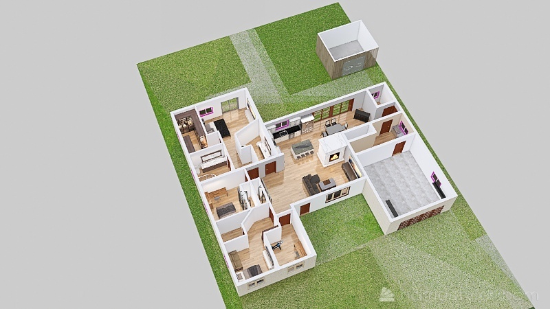 Build out front and back move bathrooms 3d design renderings