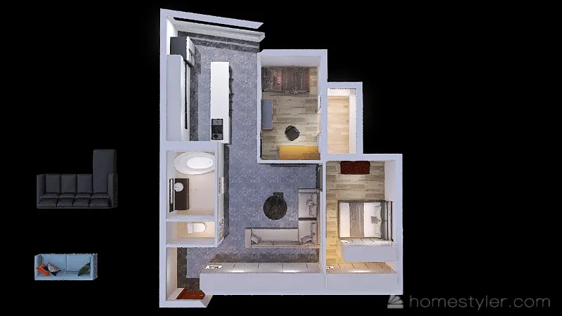 KitchenCustomRightFridg 3d design renderings