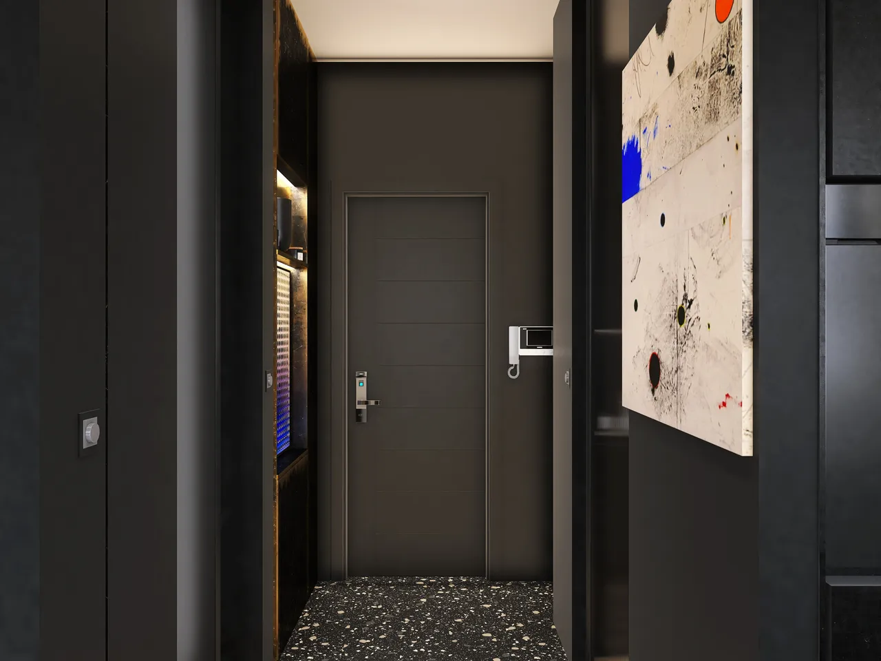 Modern Contemporary Black Blue OtherRoom 3d design renderings