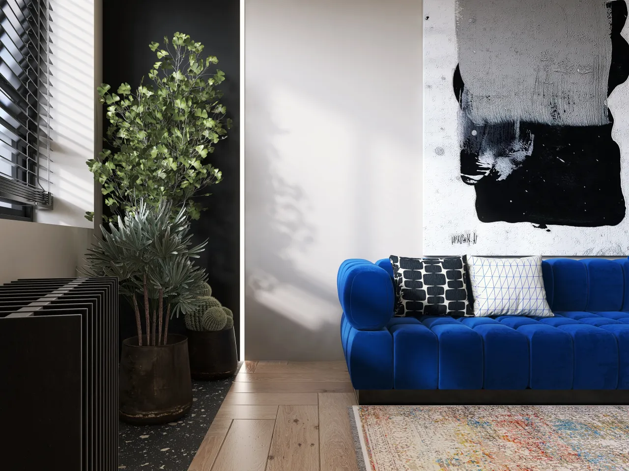 Modern Contemporary Black Blue OtherRoom 3d design renderings