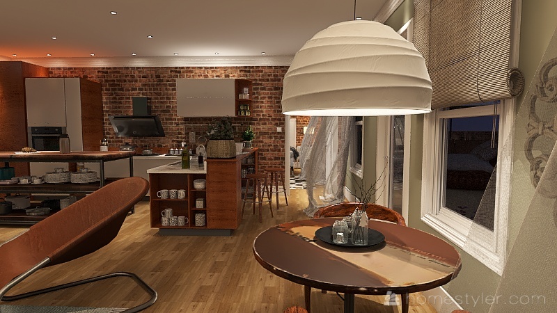 salas de jantar ,estar e cozinha 3d design renderings
