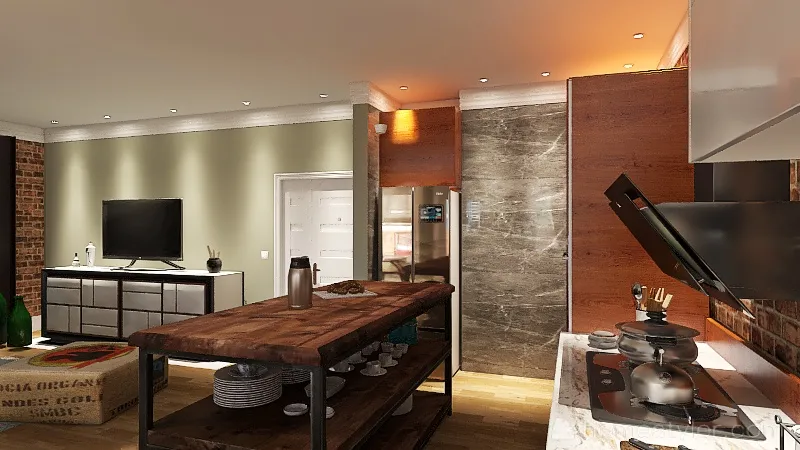salas de jantar ,estar e cozinha 3d design renderings