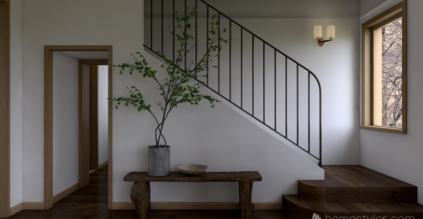 Contemporary Modern Winter Woodlands Home WoodTones Beige 3d design renderings