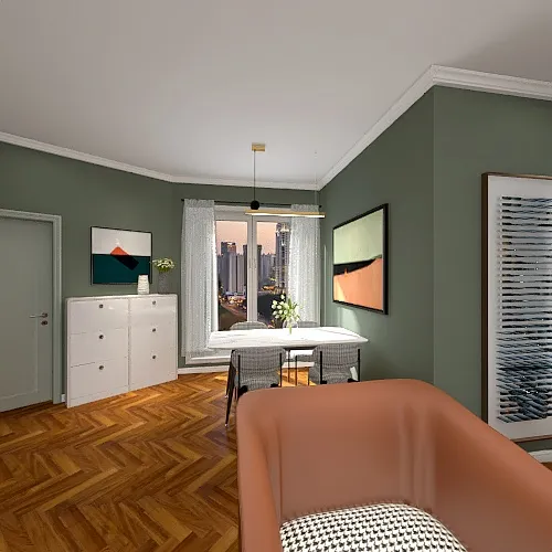 Apartment from the 80s 3d design renderings