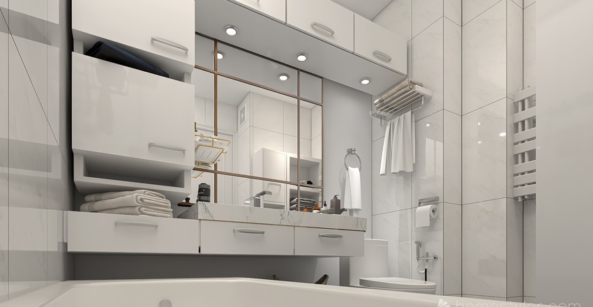 #HSDA2021ResidentialSnow-white bathroom 3d design renderings