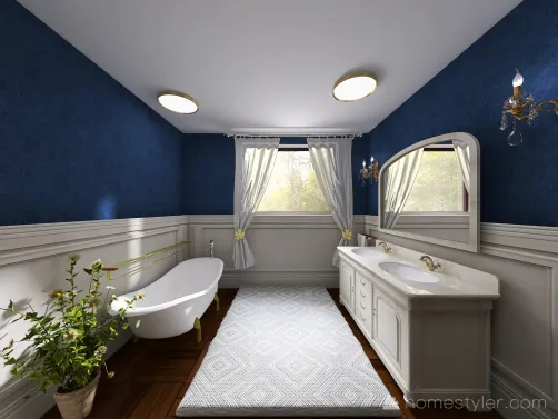 Niebieska łazienka vintage