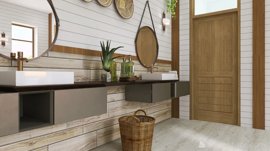 Contemporary Modern WoodTones restroom 3d design renderings