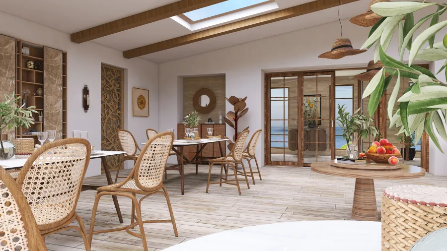 Contemporary Modern WoodTones dining room 3d design renderings