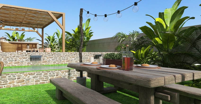 Contemporary Modern WoodTones outdoor cafe 3d design renderings