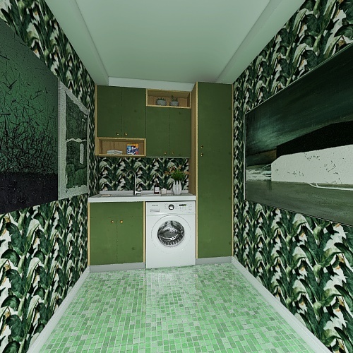 Laundry Room-Green 3d design renderings