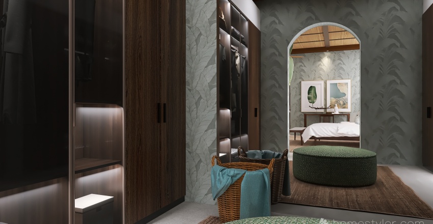 Bohemian WoodTones Storage Room 3d design renderings