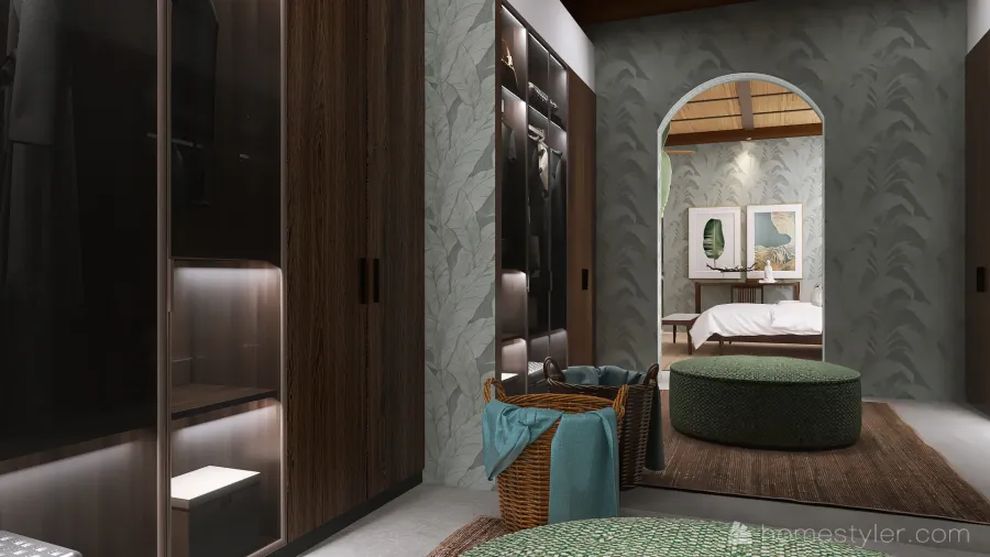 Bohemian WoodTones Storage Room 3d design renderings