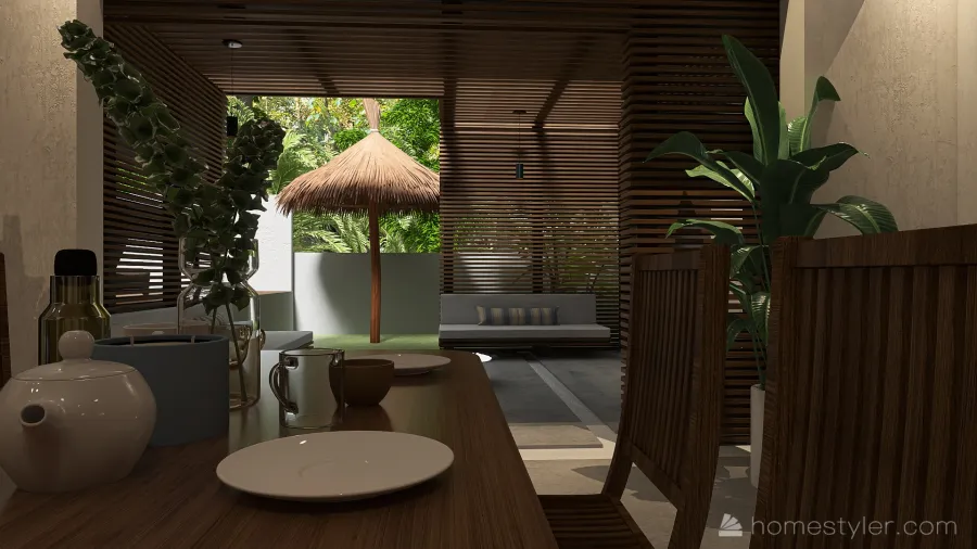 Bohemian WoodTones Terrace 3d design renderings