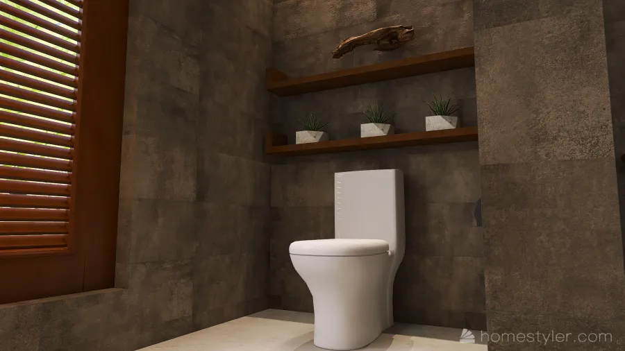 Bohemian WoodTones Master Bathroom 3d design renderings