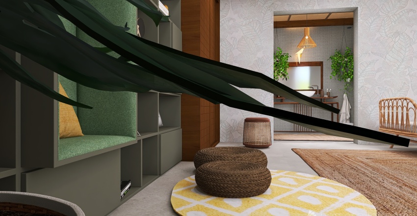 Bohemian WoodTones Second Bedroom 3d design renderings